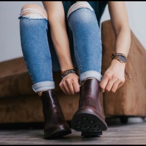 Brown leather boots in the style “Duchess.” True to size. Extremely comfortable